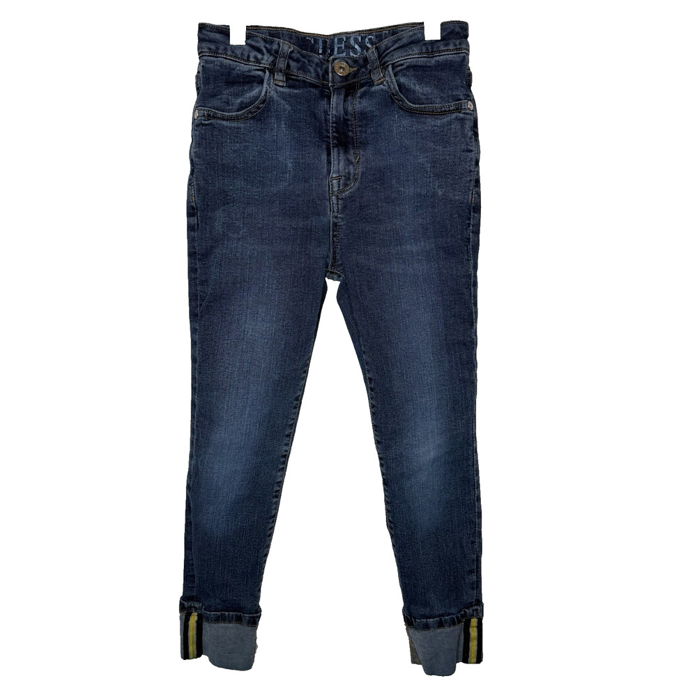 Guess Jeans Girl’s Size 10 Cuffed With Ribbon Striping On Cuff Blue Med Wash